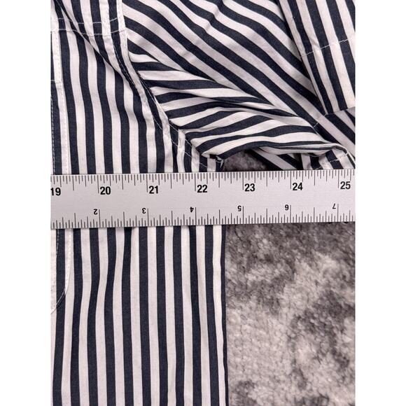 The Great Top 2 Womens Boxy Poplin Striped Collared Button Down Shirt - Picture 4 of 8